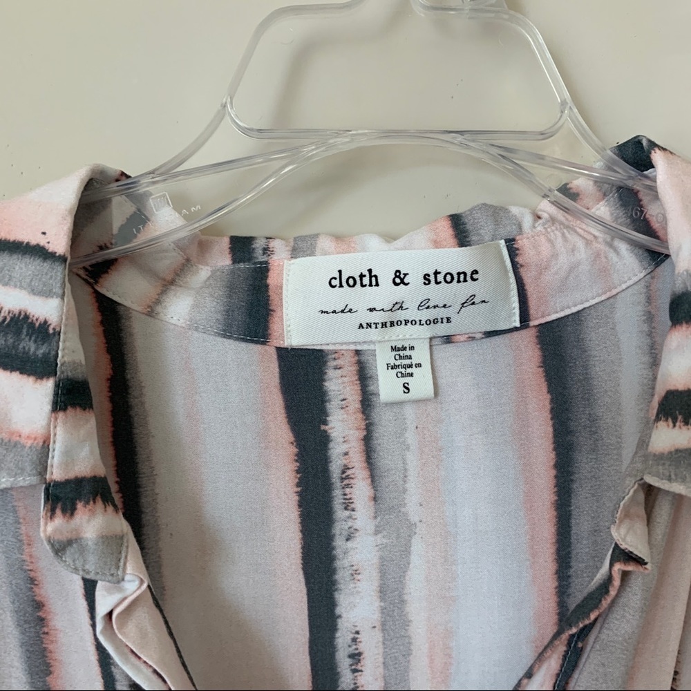 Cloth & Stone Anthropologie Stripe Button Down Long Sleeve Top Size S - Picture 3 of 6
